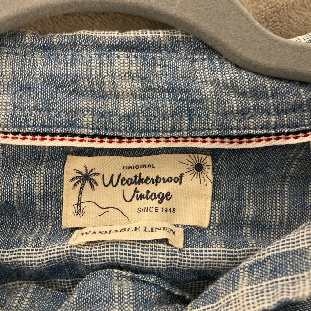 Weatherproof Vintage Blue Casual Button Down Shirt